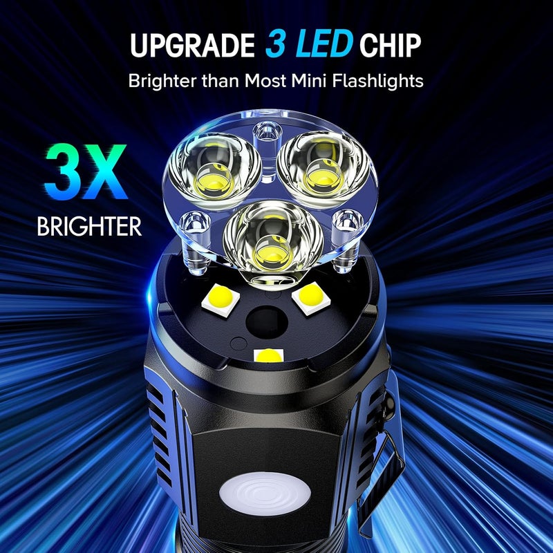 LETMY Rechargeable Mini Flashlights with Magnetic Base, 4 Pack Bright 3 LED Flash Lights, Small EDC Flashlight with Belt Clip, 4 Lighting Modes Portable Rechargeable Flashlights for Camping Home - Image 4